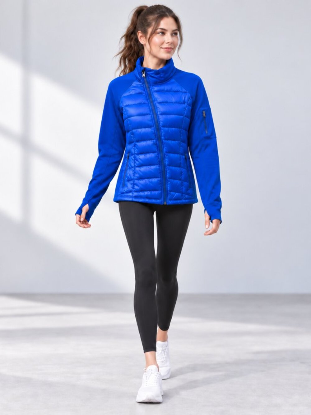 Calvin Klein Performance Hybrid Down Puffer Jacket Blue XL Thumbholes